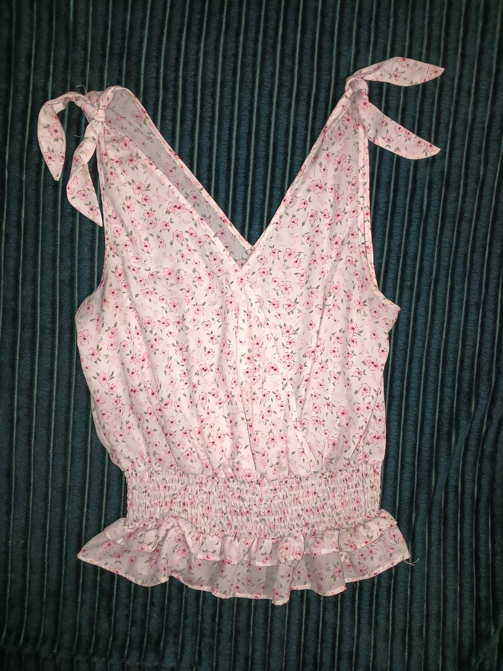 Sienna Sky Pink Floral Tie-Shoulder Smocked Tank